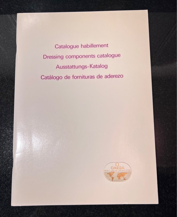 Omega Watch WHITE Dressing Components Catalogue 1990