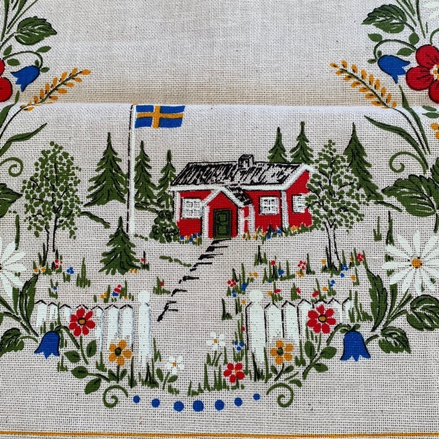 Vintage bordslöpare med svenskt mönster