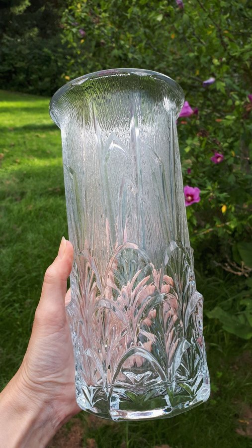 Unused Fidenza 1960's Italy 24cm Signed Hand-Made Glass Vase Blomvas Glasvaser