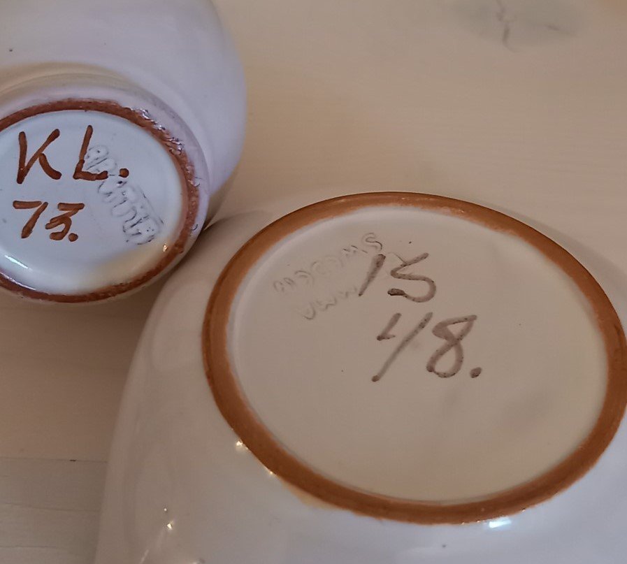 2 st Bromma Keramik minivas + fat retro ca 1950-60 tal PÅSKINREDNING
