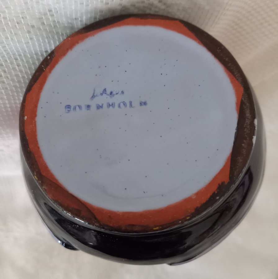 Antique JOHGUS studio handmade ceramic decanter Bornholm Denmark 1940-50