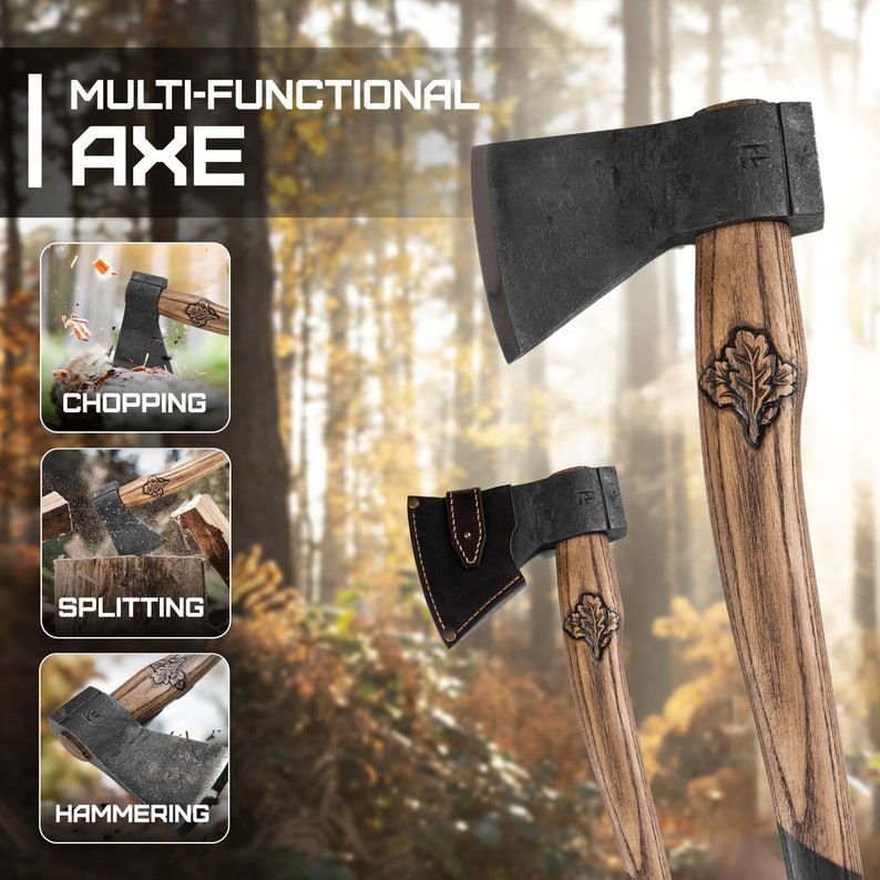 Scandinavian Forest Axe with Engraving Bushcraft Axe Hand Forged Axe