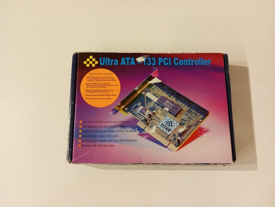 Ultra ATA 133 IDE PCI Controller kort stödjer ULTRA ATA 100/66/33 samt RAID