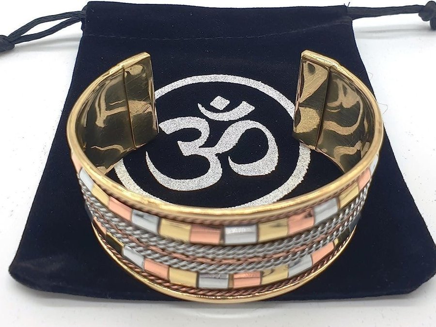 [Ny] Indiskt armband med smyckespåse - Handgjort mässing Indien hippie new wave