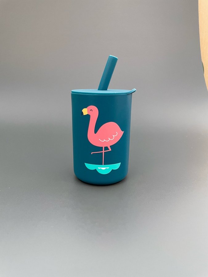 Flamingo mugg med sugrör