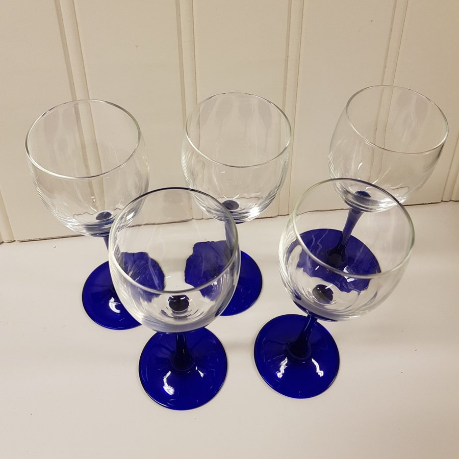 Vitvinsglas5 st "Cobalt" blå fot - Luminarc Frankrike H 19 cm