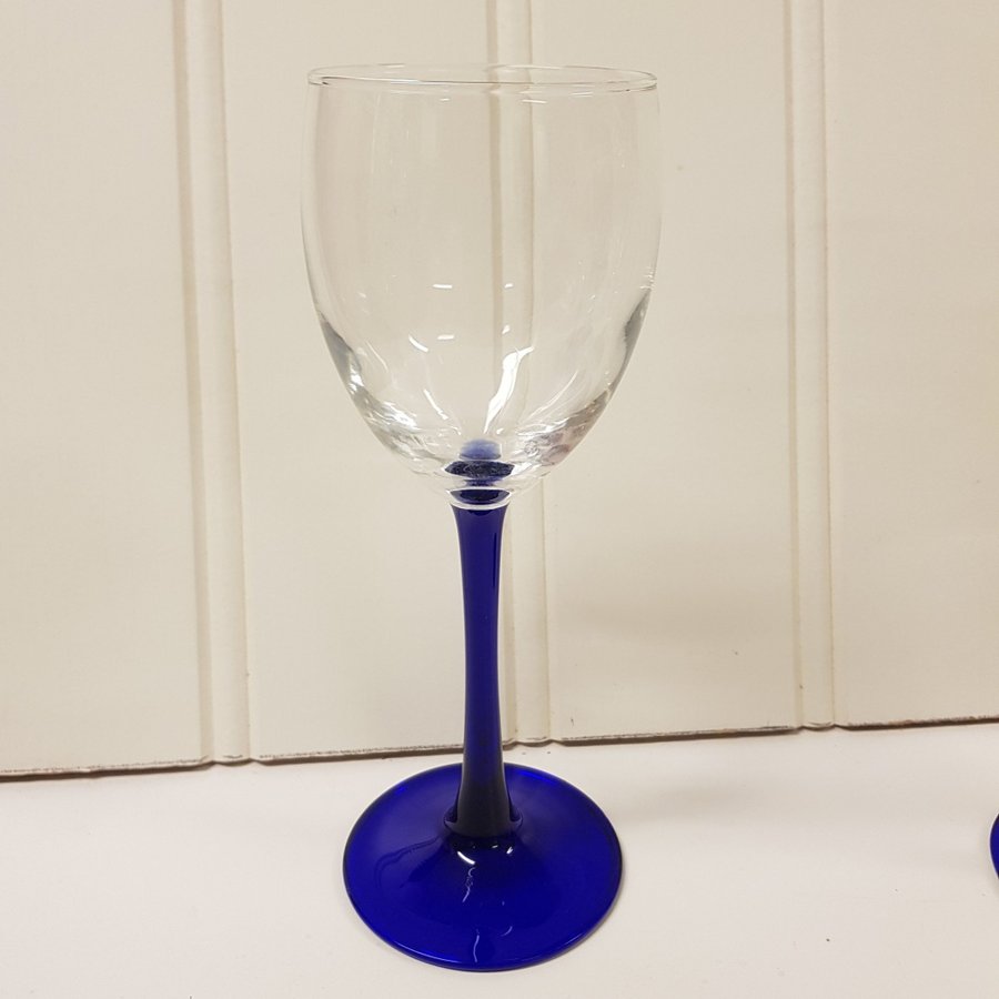 Vitvinsglas5 st "Cobalt" blå fot - Luminarc Frankrike H 19 cm