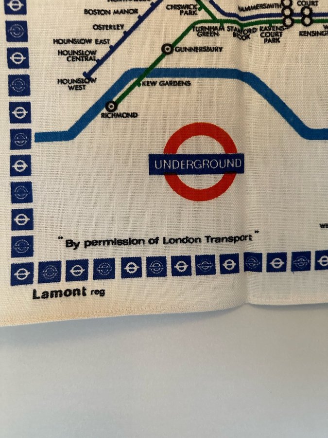 Retro tryckt bonad av London underground från Lamont! Made in Ireland