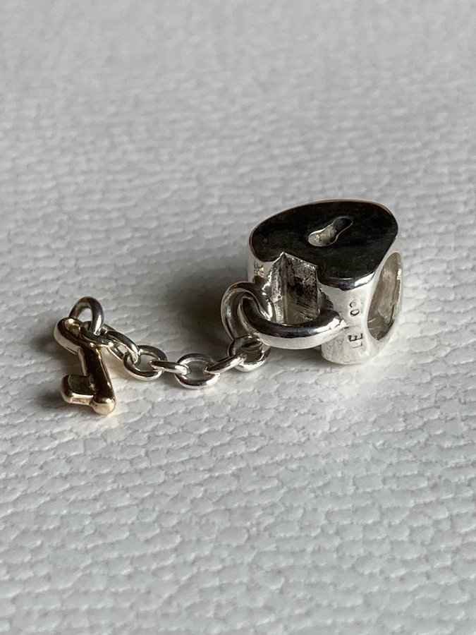 Pandora Key to My Heart Charm with solid 14K Gold Key Dangle