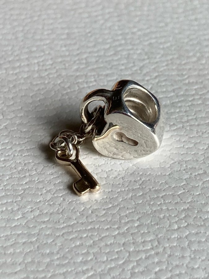 Pandora Key to My Heart Charm with solid 14K Gold Key Dangle