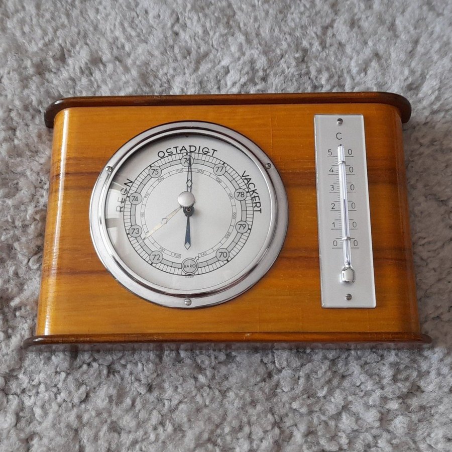 Vintage Import barometer med termometer