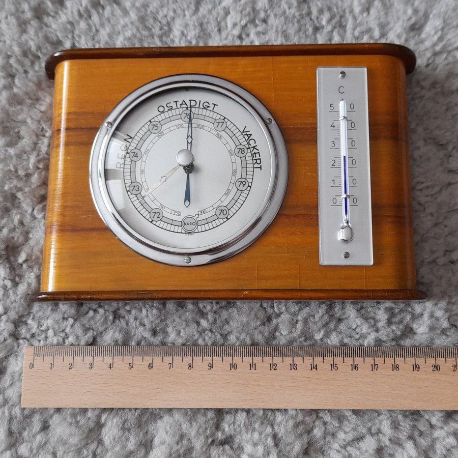 Vintage Import barometer med termometer