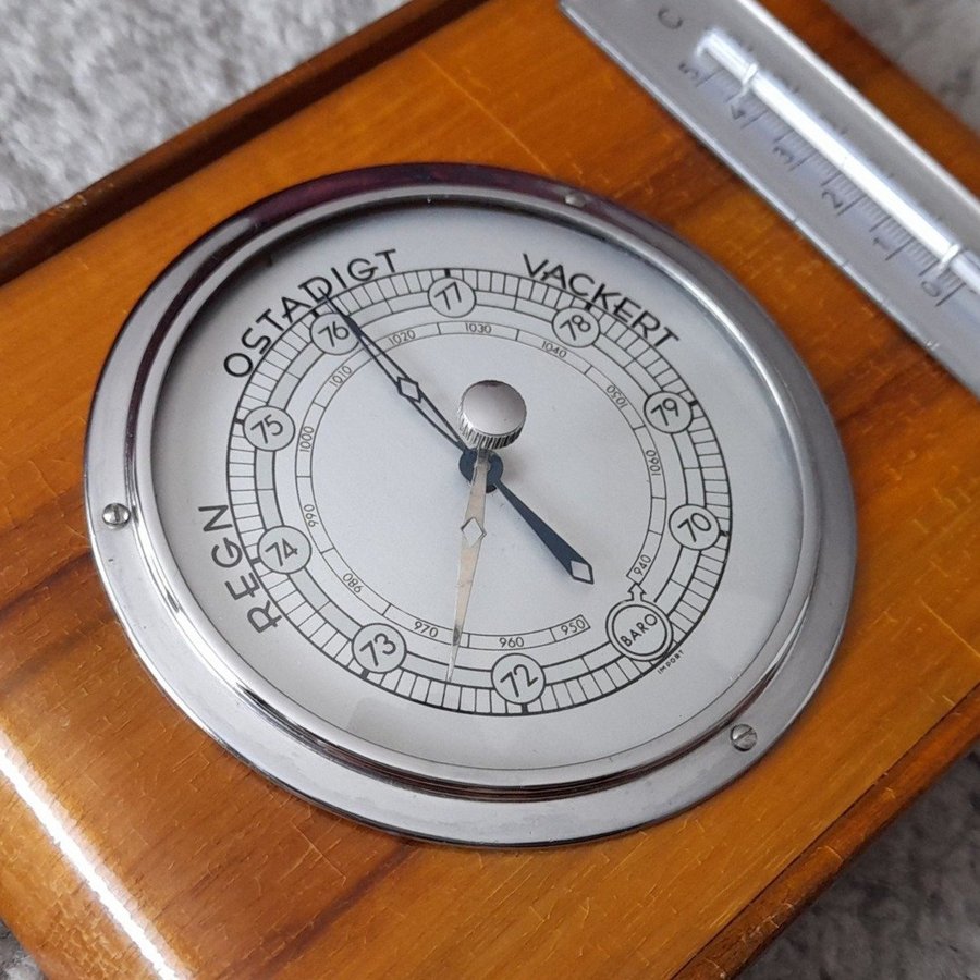 Vintage Import barometer med termometer