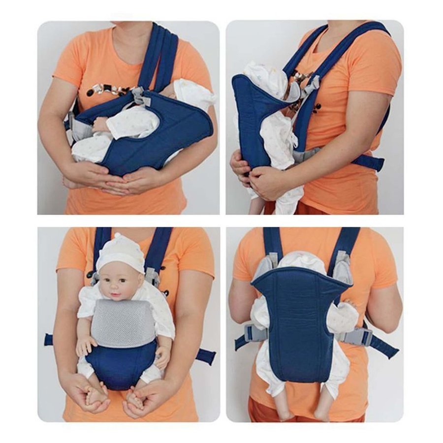 Blå Infant Baby Carrier Bärsjal Backpack Sling Seat Bag