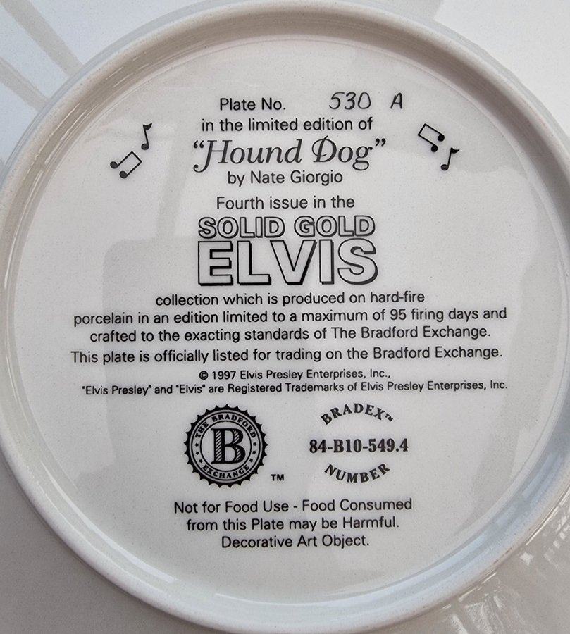 ELVIS Plate No530 A limited edition of "Hound Dog"