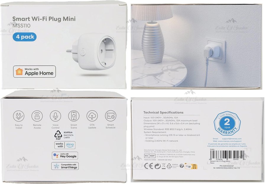 4st NYA Meross WiFi Smart Outlet | Kompatibelt m Apple Homekit | Ordpris 659kr