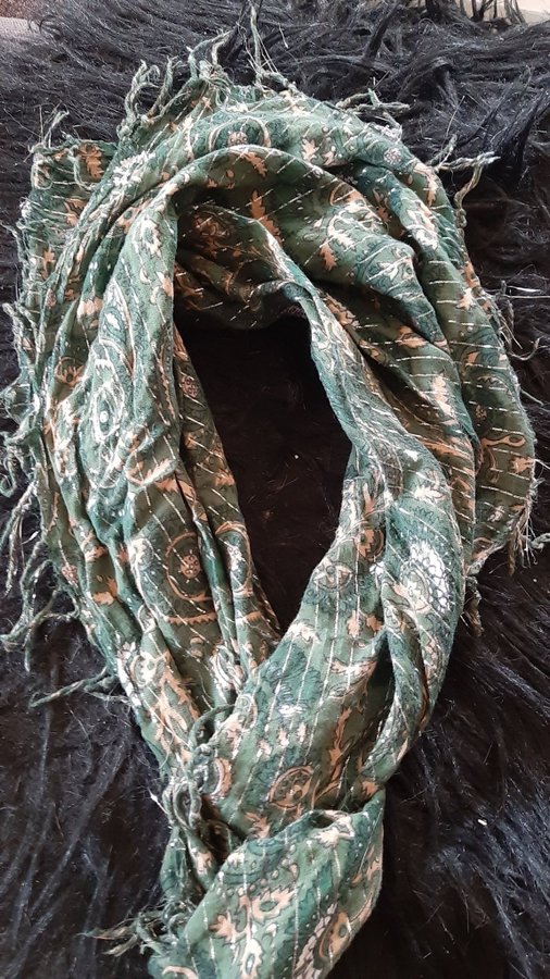 Grön/Silverglittrig Scarf