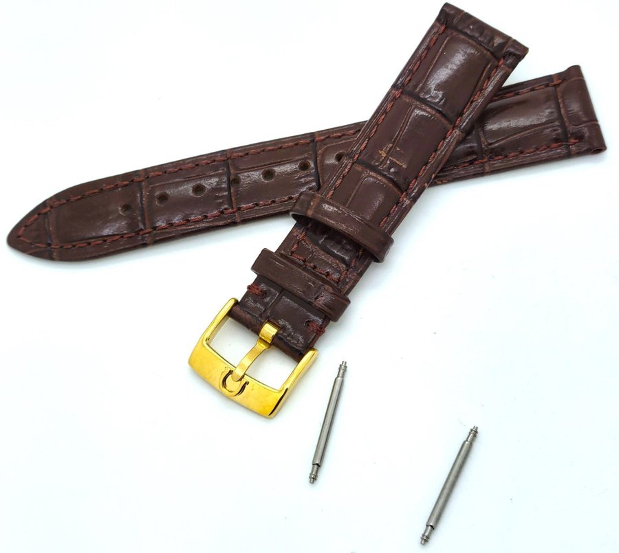 Omega Genuine Leather Watch Strap Brown 18mm