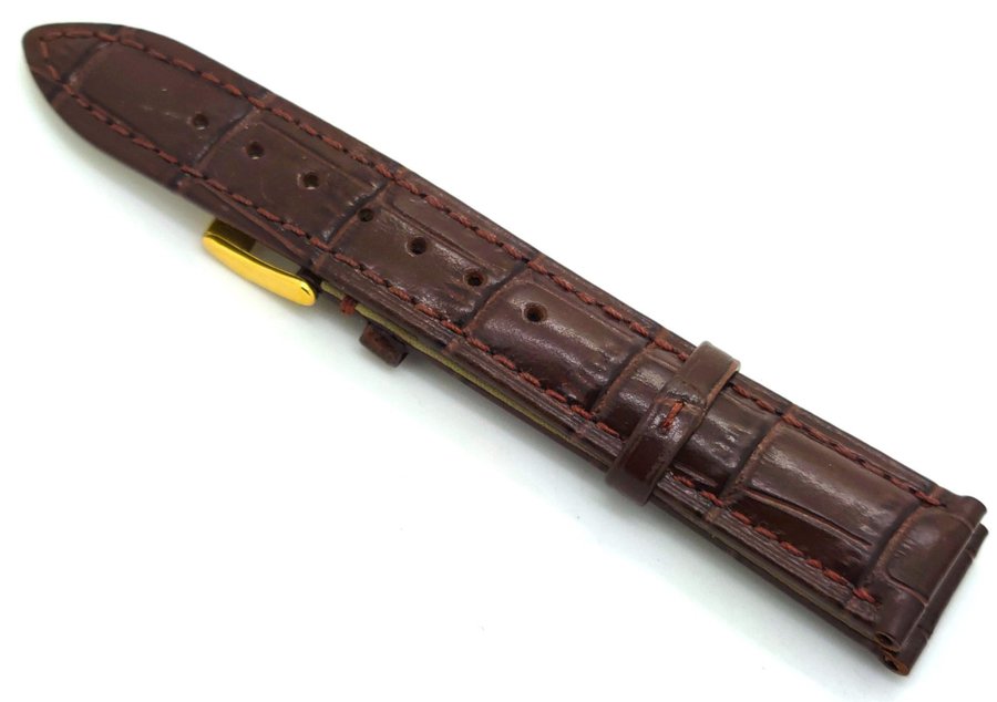 Omega Genuine Leather Watch Strap Brown 18mm