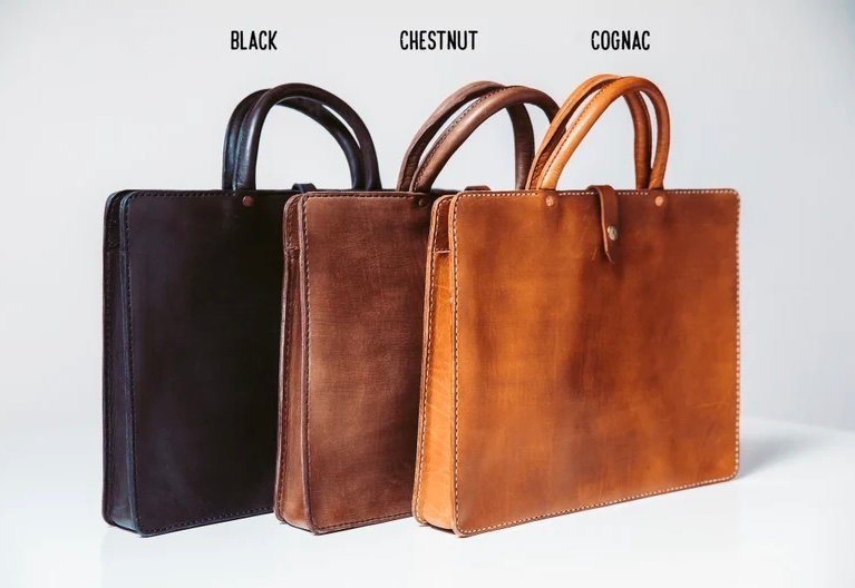 Leather Briefcase MessengerLeather Portfolio Bag Leather Attache Minimal Folde