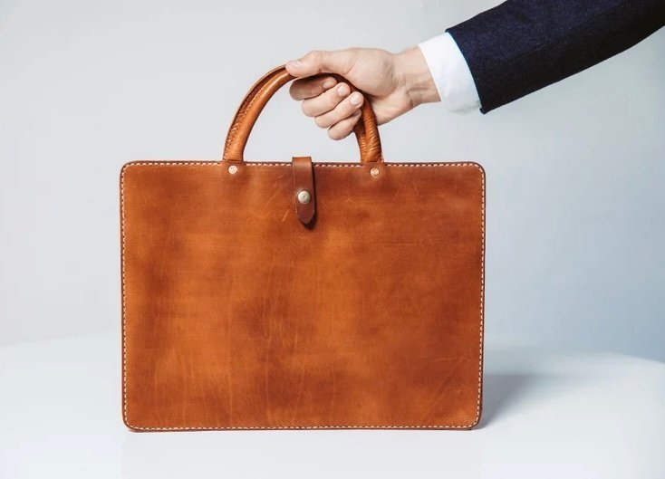 Leather Briefcase MessengerLeather Portfolio Bag Leather Attache Minimal Folde