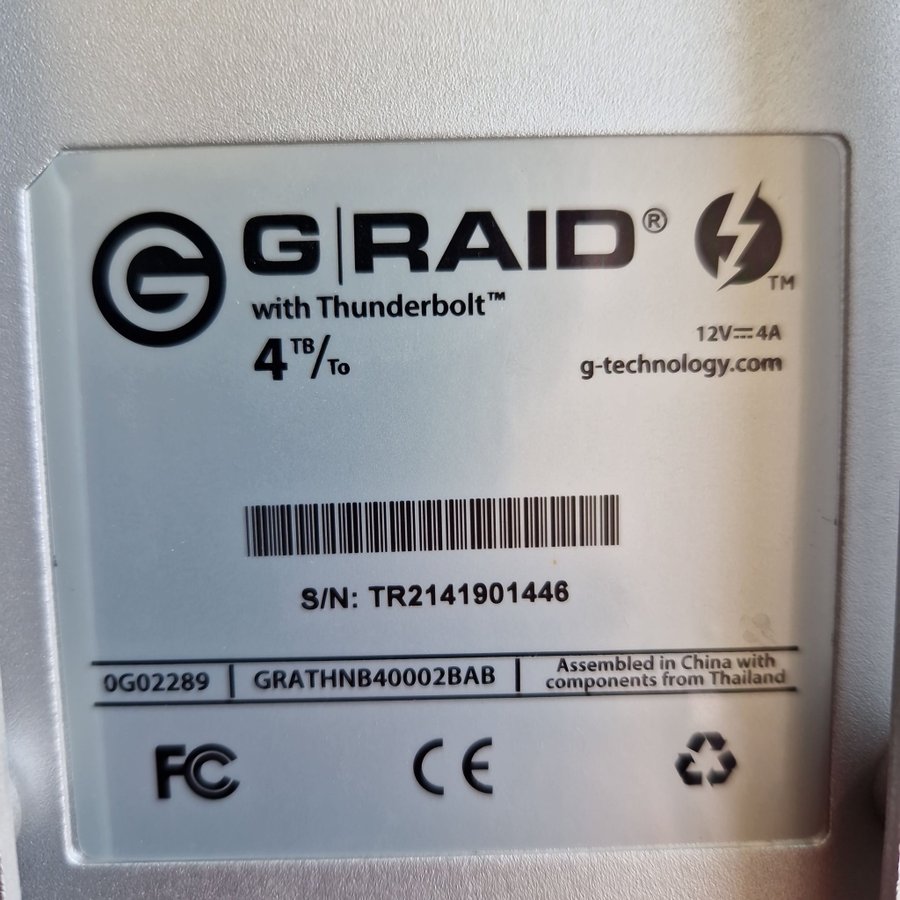 EXTERN HÅRDDISK- 4TB G-Technology G-RAID THUNDERBOLT ordpris 6795KR