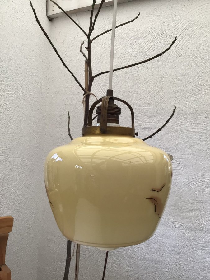 Kökslampa hallampa taklampa retro taklampa glas och metall mitten 1950