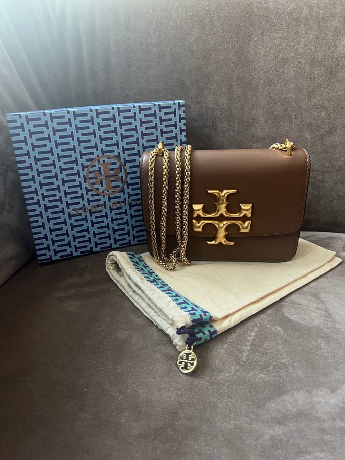 TORY BURCH ELEANOR KONVERTIBEL AXELVÄSKA BRUN  100% kalvskinn