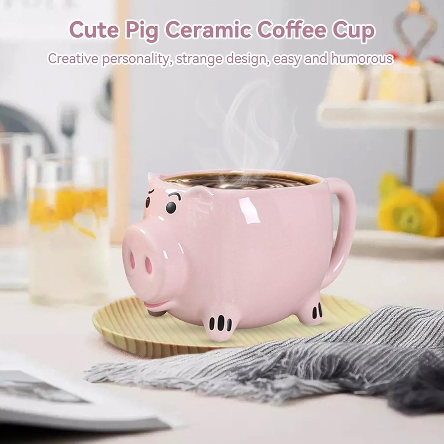 NY Keramisk 'Piggy' kaffemugg | Handtag | 450ml | Disk och mikrosäker!