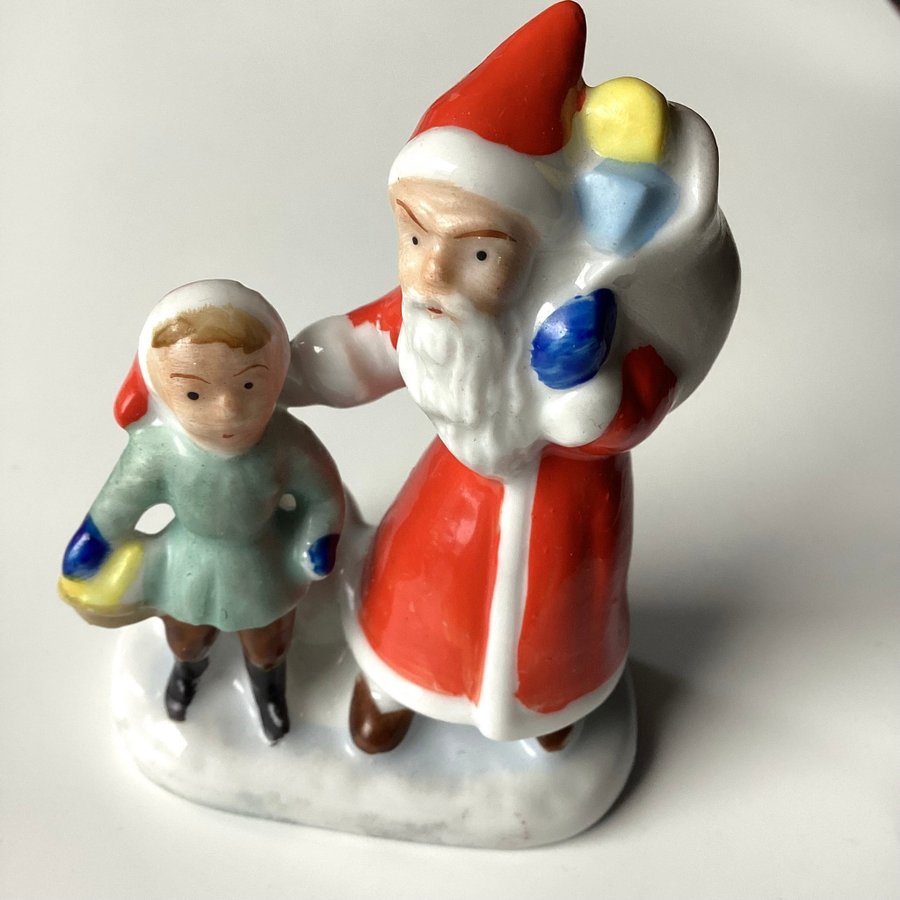 Tomte och barn vintage antik med ljushållare - importmärkt