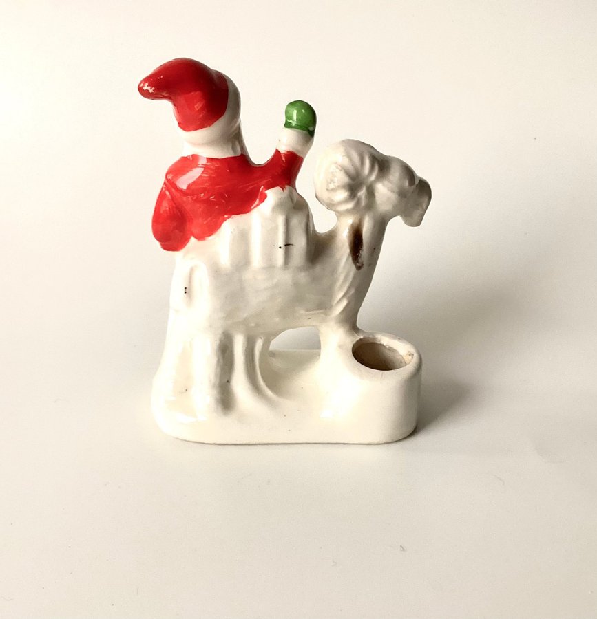 Tomte och julbock Ljushållare i porslin vintage antik - ingen märkning