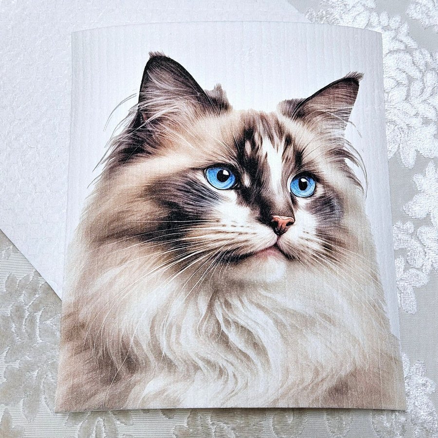 Disktrasa wettex duk med tryck print fluffig katt