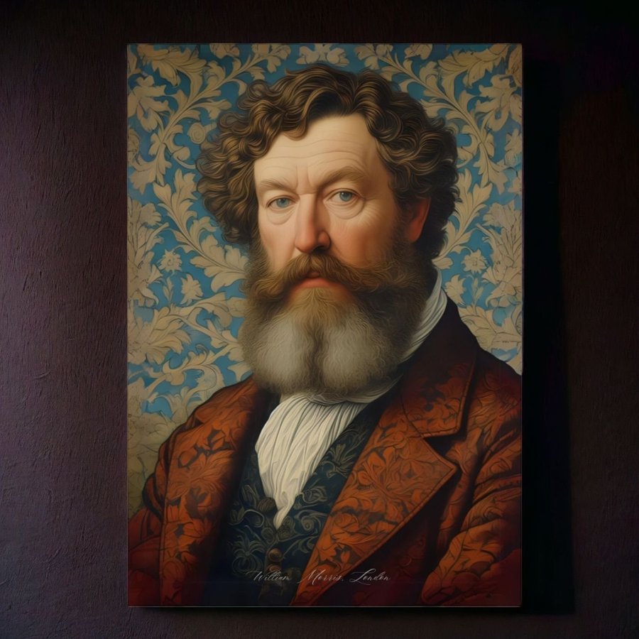 Tavla med porträtt av William Morris