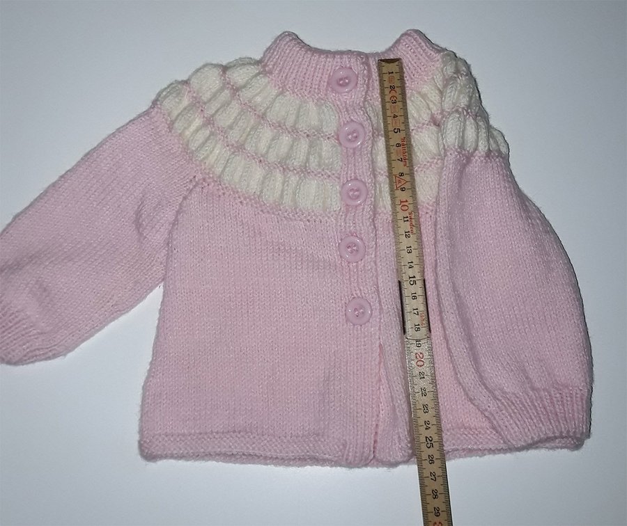 Hemstickad tröja med mössa för bebis ljusrosa med vita ränder randig T3