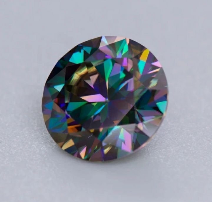 Med GRA certifikat | 1 carat briljantslipad rainbow Moissanite | Lös Diamant