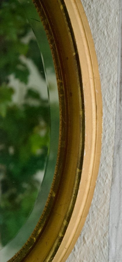 Antik oval spegel förgylld retro vintage fasettslipad