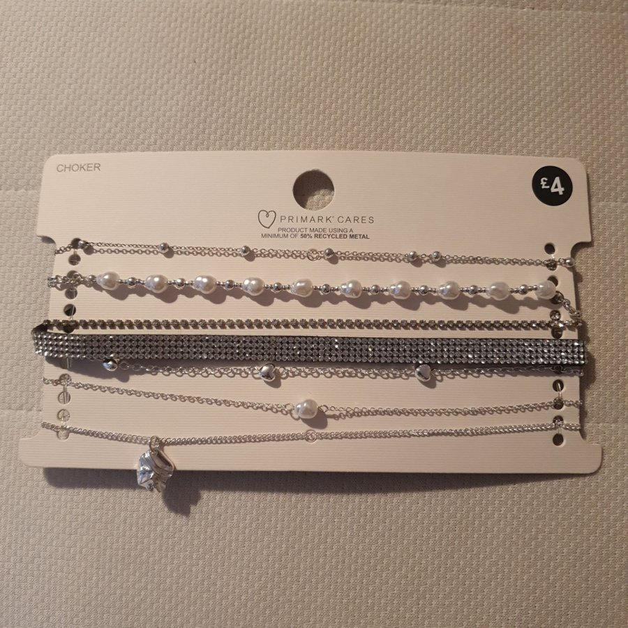 Primark 6 st choker halsband silver ur penn choker 1 st