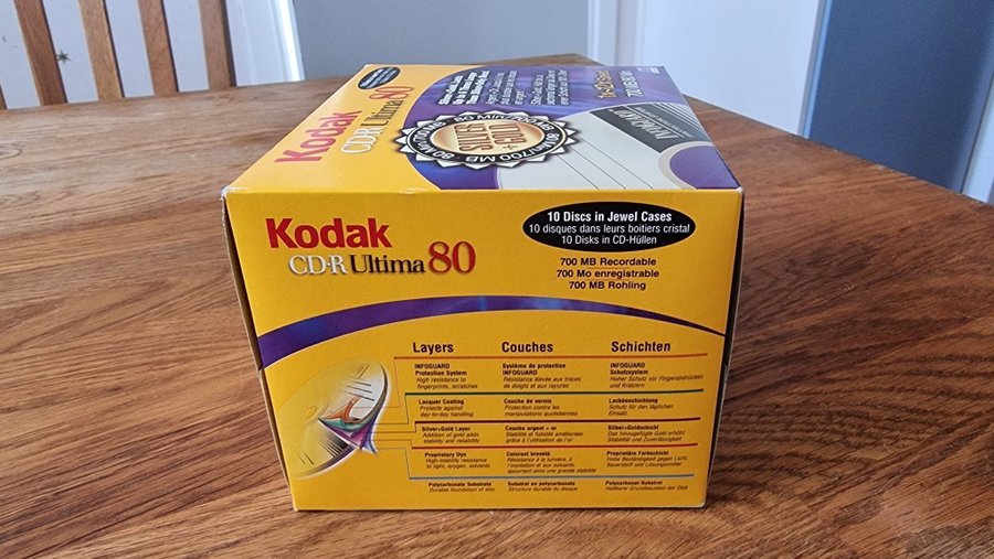 Nya  Oöppnade Kodak CD-R Ultima 80 Tomma Skivor För CD-bränning 10-Pack