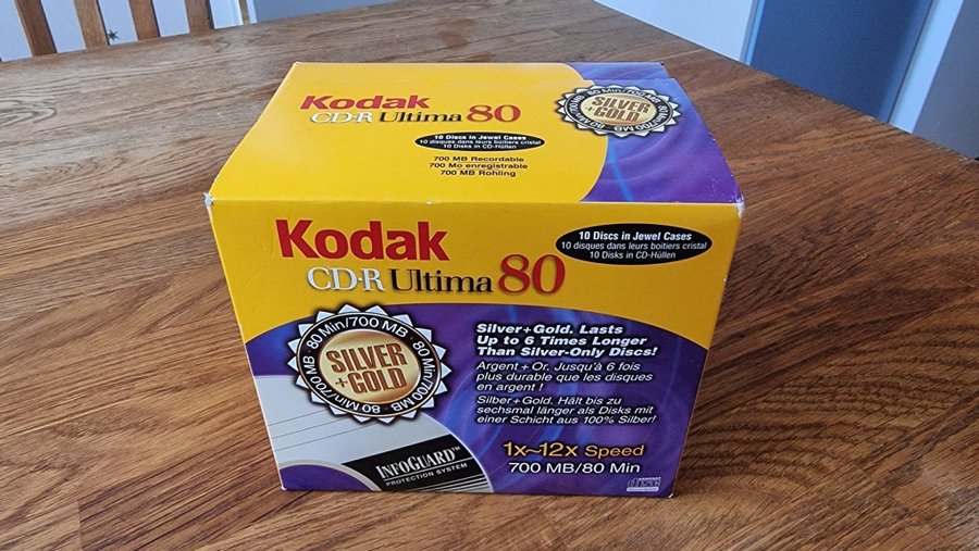 Nya  Oöppnade Kodak CD-R Ultima 80 Tomma Skivor För CD-bränning 10-Pack