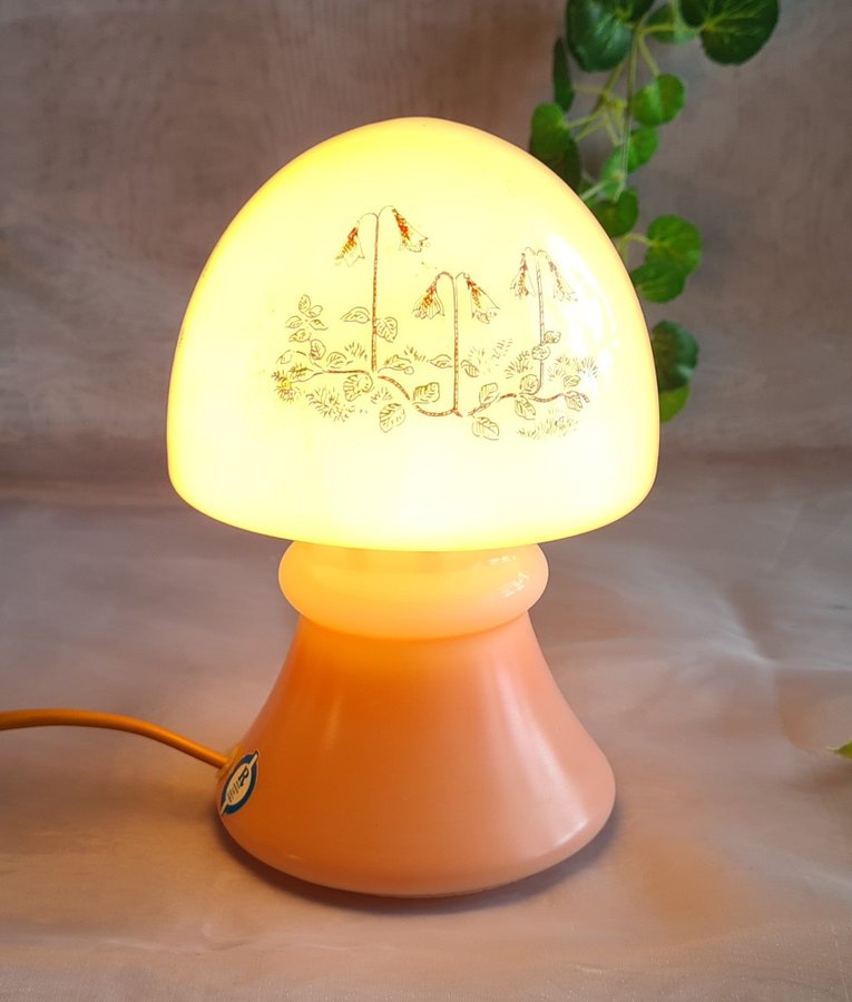 Svamplampa Bordslampa av Glas Dekor: Gullviva Handgjord Rosdala Glasbruk Sweden