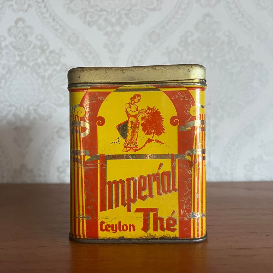 Lundgrens Imperíal Ceylon Thé • Samlarobjekt Plåt Burk Kök Retro Vintage Te