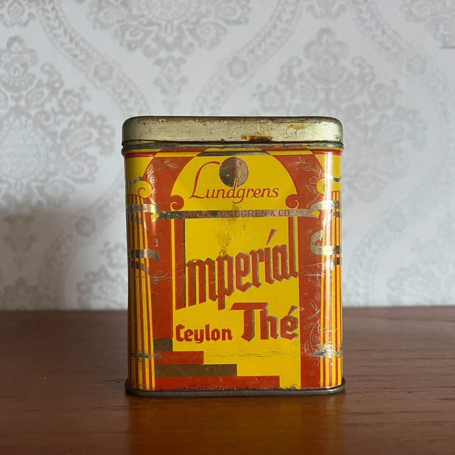 Lundgrens Imperíal Ceylon Thé • Samlarobjekt Plåt Burk Kök Retro Vintage Te