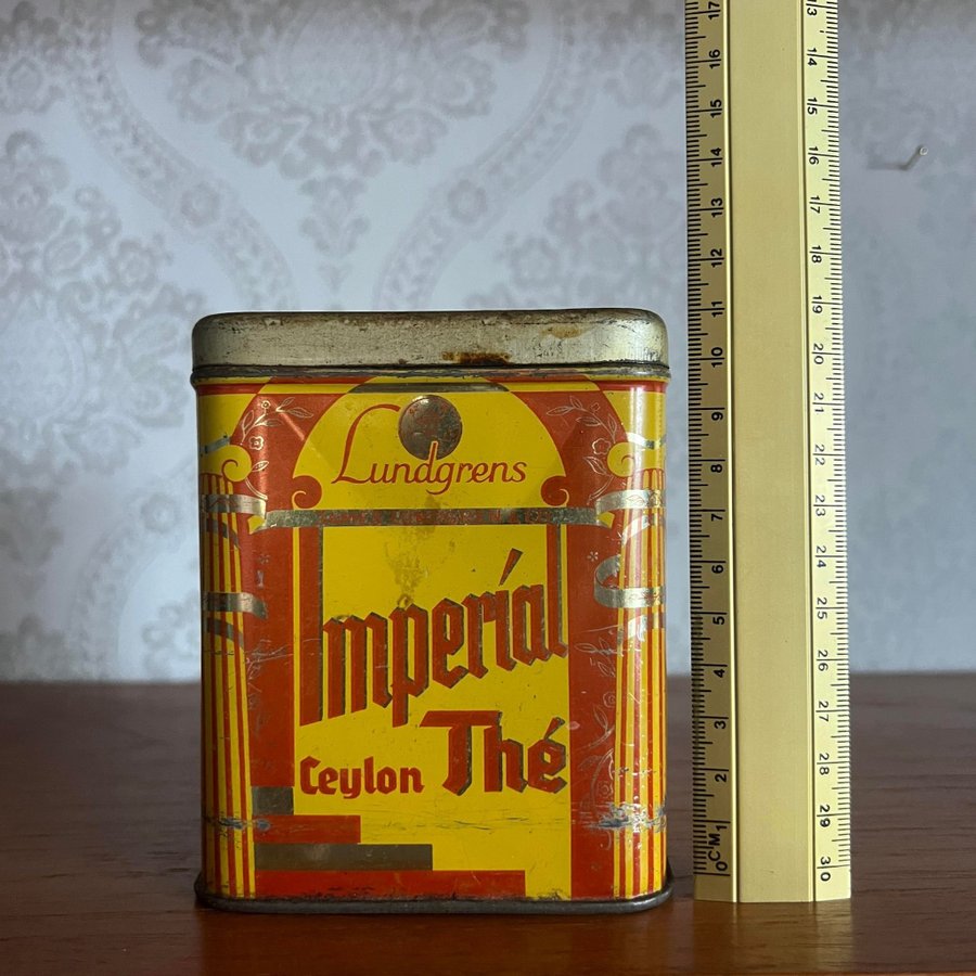 Lundgrens Imperíal Ceylon Thé • Samlarobjekt Plåt Burk Kök Retro Vintage Te