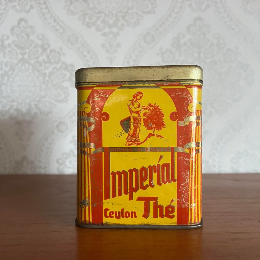 Lundgrens Imperíal Ceylon Thé • Samlarobjekt Plåt Burk Kök Retro Vintage Te