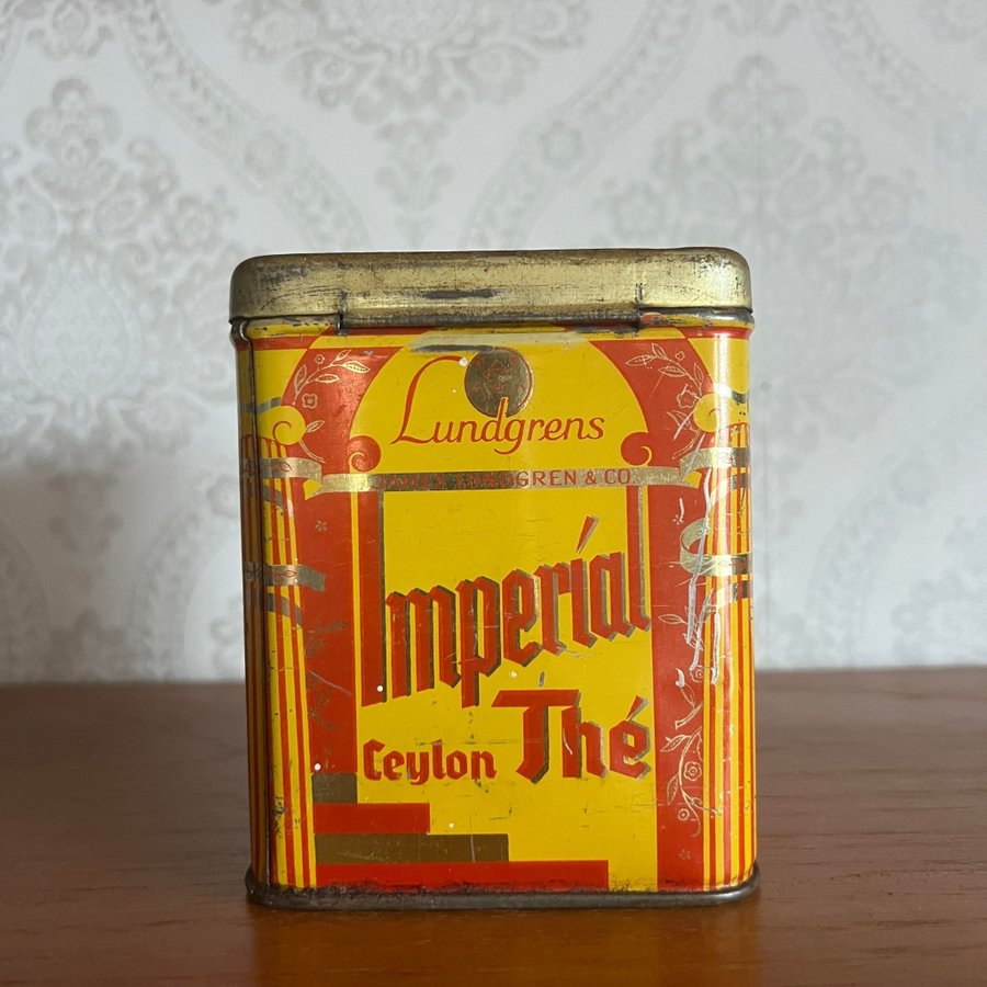 Lundgrens Imperíal Ceylon Thé • Samlarobjekt Plåt Burk Kök Retro Vintage Te