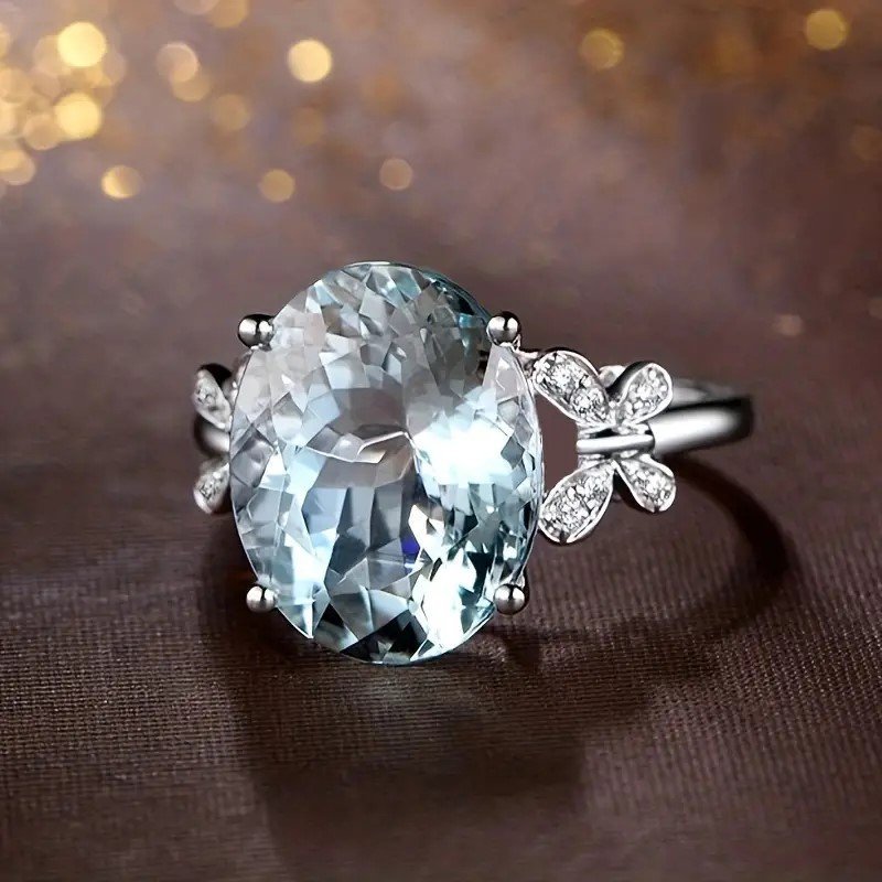 1 Natural Aquamarine Zircon Butterfly Ring For Men And Women Couples saiz 8