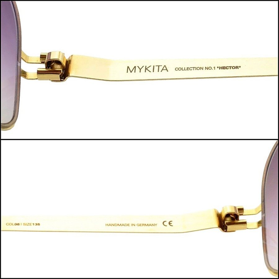 Mykita No1 Hector sunglasses gold frame brown/mulberry lenses + Case Germany