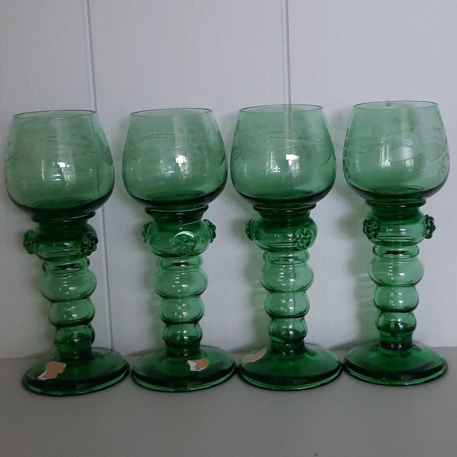 4 remmare från Gullaskruf gröna vintage vinrankor ca 121 cm