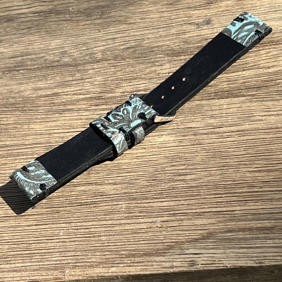 20 mm Klockarmband äkta präglat italienskt läder