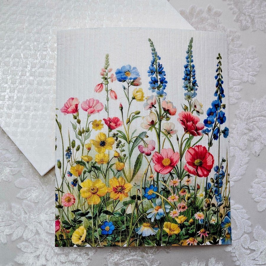 Disktrasa wettex duk med tryck print vilda sommarblommor